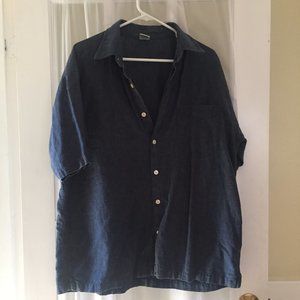 Blue Linen Short Sleeved Shirt